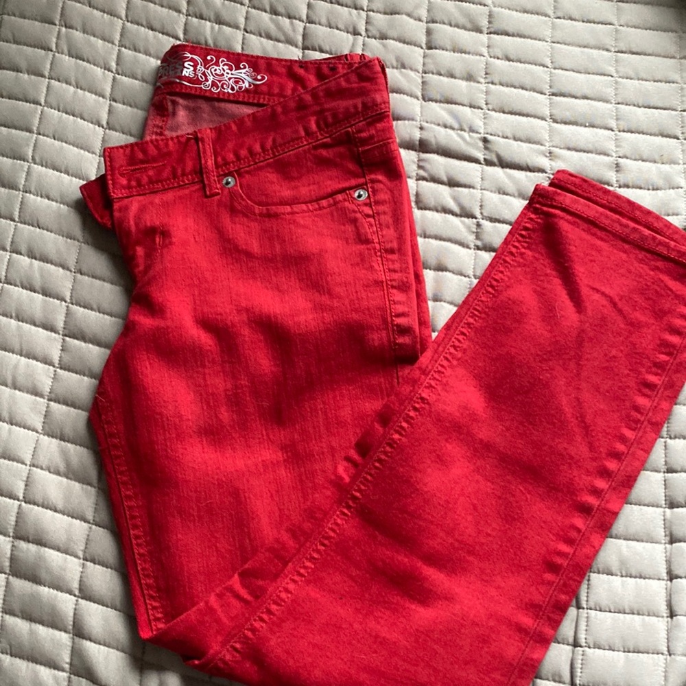 Red Jean leggings, express